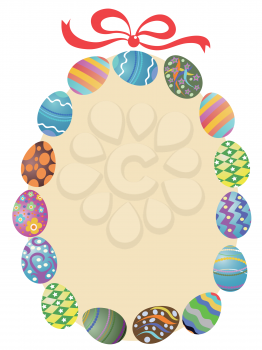 isolated easter eggs round frame on white background