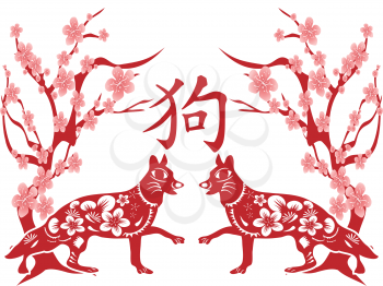 isolated red chinese dog year on white background