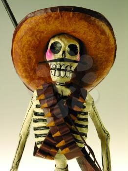 Royalty Free Photo of a Skeleton in a Sombrero