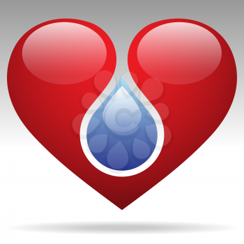 Royalty Free Clipart Image of a Heart and Drop