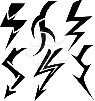 Royalty Free Clipart Image of Lightning Bolts