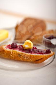 bread butter and jam classic European breakfast