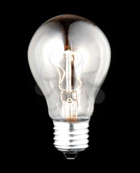 electric bulb lightened isolated on black background