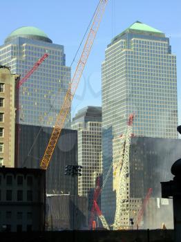 Royalty Free Photo of Cranes Working On Site Of World Trade Center