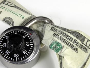 Royalty Free Photo of a Combination Lock and Money
