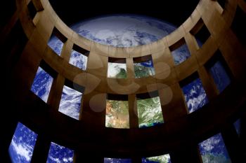 Royalty Free Photo of Modern Architecture And The Earth Seen Through Windows