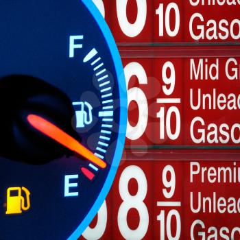 Royalty Free Photo of Gas Prices and Fuel Gauge