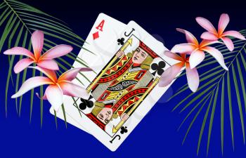 Royalty Free Photo of Playing Cards and Flowers