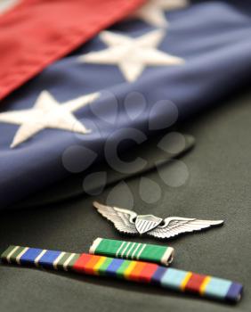Royalty Free Photo of Army Medals and Flags