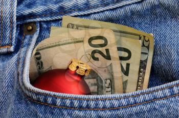 Royalty Free Photo of Money in a Jeans Pocket