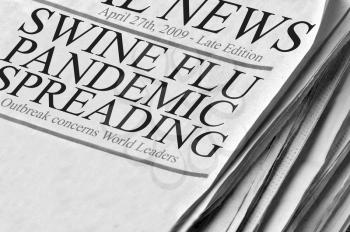 Royalty Free Photo of Swine Flu Pandemic Newspaper Headline