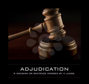 Royalty Free Photo of a Gavel and the Word Adjudication