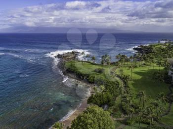 Royalty Free Photo of Kapalua Bay Panoramic. Kapalua is on the Hawaiian island of Maui.