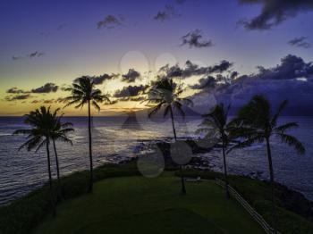 Royalty Free Photo of a Colorful sunset at Kapalua, Maui, Hawaii