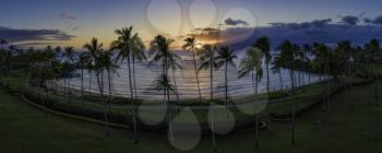 Royalty Free Photo of Stunning Kapalua Bay in Maui, Hawaii, USA. This is a 4 image aerial panoramic at sunset.