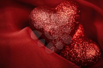 Royalty Free Photo of a Textile Heart Background