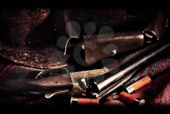 Film Noir. Art vintage hunting backgrounds with old film added texture