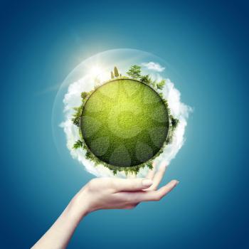 Green world in our hands, abstract eco backgrounds for your design