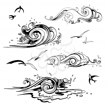 Royalty Free Clipart Image of a Set of Waves