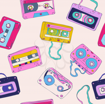 Royalty Free Clipart Image of a Cassette Tape Background