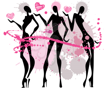 Royalty Free Clipart Image of Three Women