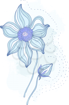 Royalty Free Clipart Image of a Blue Flower