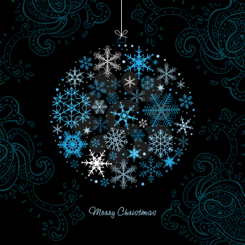 Royalty Free Clipart Image of a Christmas Ornament Background With Snowflakes