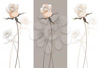 Royalty Free Clipart Image of Three Rose Banners