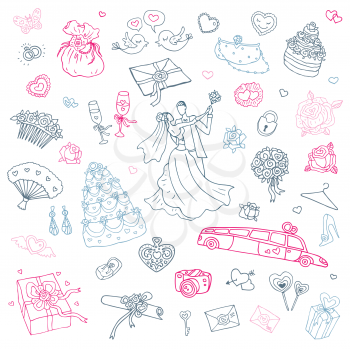 Royalty Free Clipart Image of a Set of Wedding Elements