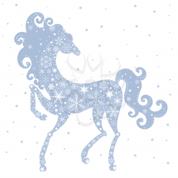 Royalty Free Clipart Image of a Snowflake Horse