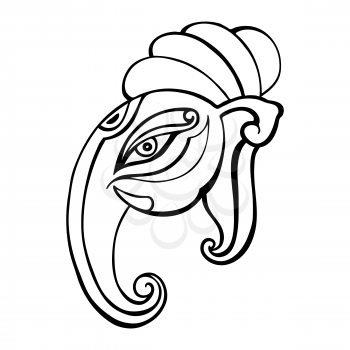 Elephant head. Ganesha. Vector hand drawn illustration.