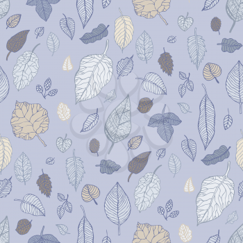 Leaves. Seamless pattern with leaf. Hand Drawn vector background.