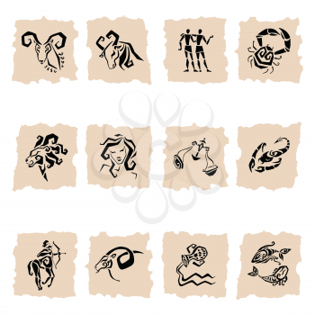 Horoscope. Twelve symbols of the zodiac signs.