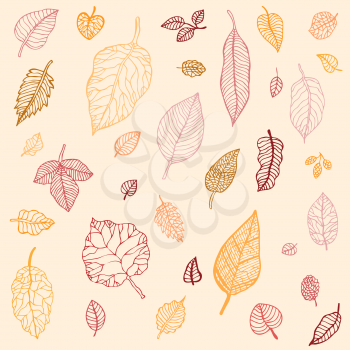 Autumn falling leaves set. Background. Vector Illustration.