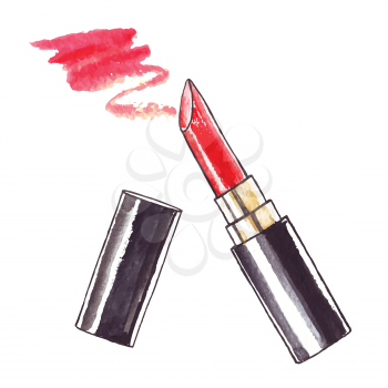 Beautiful Lipstick. Hand drawn watercolor vector. Beauty  illustration.