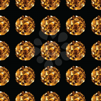 Gold sphere. seamless background. Abstract 3D polygonal pattern.