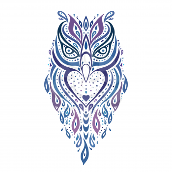 Decorative Owl. Tribal pattern. Ethnic tattoo. Vector illustration
