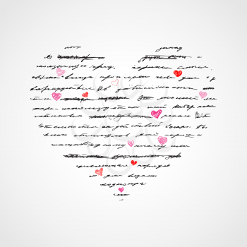 Heart of Handwriting text. Abstract background Vector Illustration