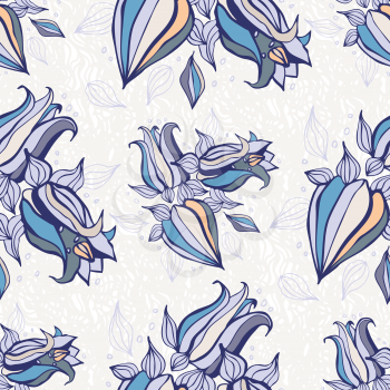 Abstract bell flowers. Seamless  Hand drawn pattern vector illustration
