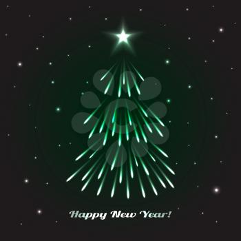 Christmas Tree. Celebration Card, Poster Holidays Background. Vector Illustration