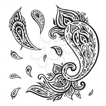 Paisley. Ethnic ornament. Vector illustration isolated. Hand Drawn old fashioned pattern