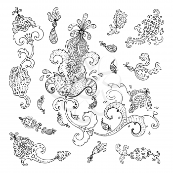 Paisley. Ethnic ornament. Vector hand drawn elements