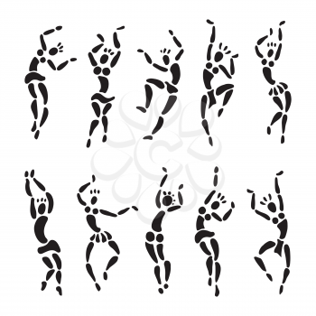 Tribal Dancing silhouettes. Oriental dancer Vector illustration