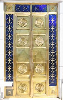 Royalty Free Photo of a Golden Church Door in Cyprus