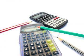 Royalty Free Photo of Calculators and Pencils