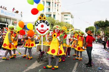 Royalty Free Photo of People in Clown Costumes 