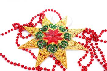 Royalty Free Photo of a Christmas Star and Garland