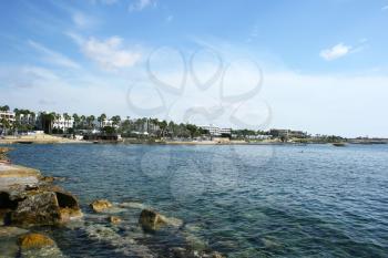 Royalty Free Photo of the Mediterranean Sea Coastline in Paphos, Cyprus