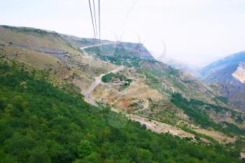 Royalty Free Photo of a View from the Wings of Tatev Cableway, Armenia