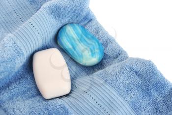 Royalty Free Photo of Soap on Towels
